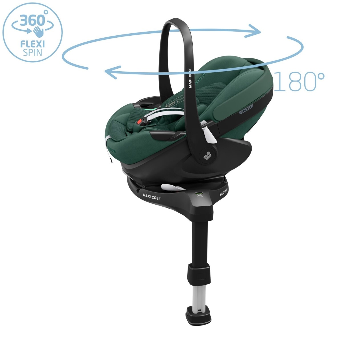 MAXI COSI PEBBLE 360 PRO 2 ESSSENTIAL GREEN + FAMILYFIX 360 PRO SlideTech™
